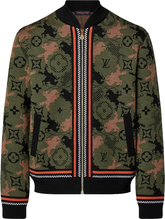 Louis Vuitton Jacquared Wool Bomber Blouson Rifle Green